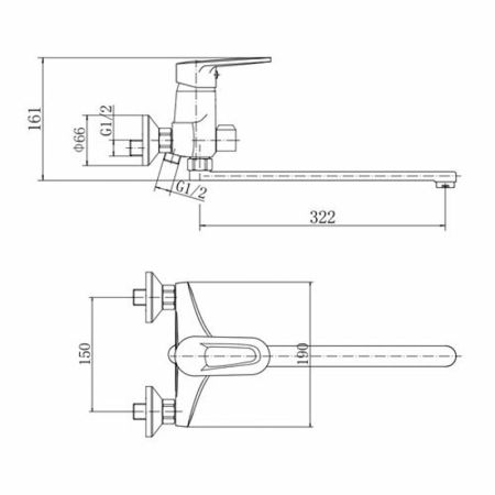 Смеситель для ванны FASHUN A2268, хром