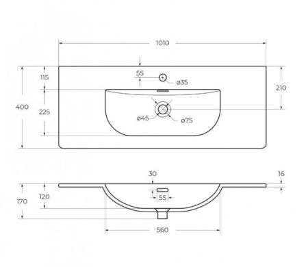 MARINO-CER-MINI База под раковину подвесная с двумя выкатными ящиками, Bianco Opaco, 996x390x500, MARINO-CER-MINI-1000-2C-SO-BO-P, артикул MARINO-CER-MINI-1000-2C-SO-BO-P