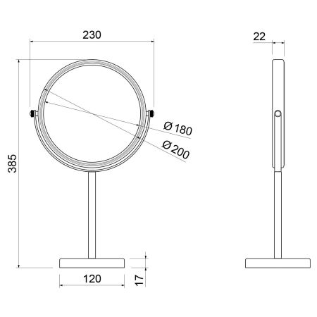 Зеркало настольное Timo Saona 13274/03 черный, артикул 13274/03