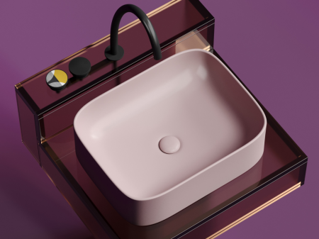 Умывальник чаша накладная прямоугольная (цвет Розовый Матовый) Элемент (Element) 505x380x150мм, артикул CN6052MP