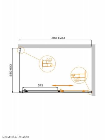 MOLVENO-AH-11-150/90-C-BORO-IV Душевой уголок, артикул MOLVENO-AH-11-150/90-C-BORO-IV