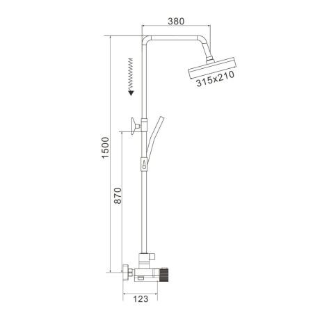 Душевая система с термостатом Rose R1896T-6, пепельный, артикул R1896T-6
