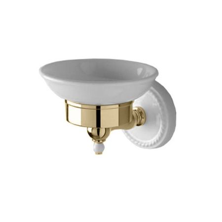 Devon DOROTHY мыльница (керамика белая) настенная, держатель цвет: золото светлое/белый, артикул DOR401OT