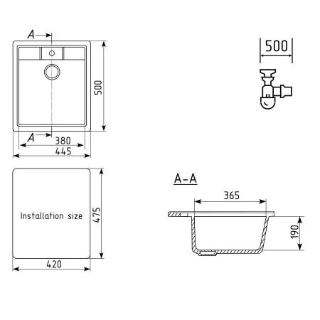 Кухонная мойка Ulgran U-406-309, темно-серый, артикул U-406-309