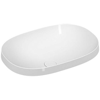 Frame Овальная накладная раковина, 56 см, без отверстия под смеситель, без перелива, цвет белый