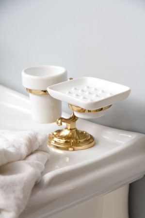 Стакан и мыльница Art&Max Barocco AM-1789-Cr Античное золото