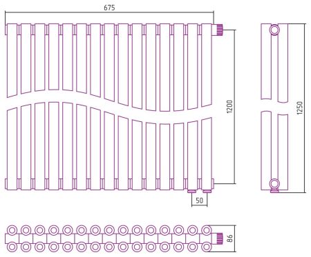 Отопительный радиатор ЭСТЕТ-00 н/ж EU50 1200х675 / 15 сек (Сатин), артикул 071-0322-1215