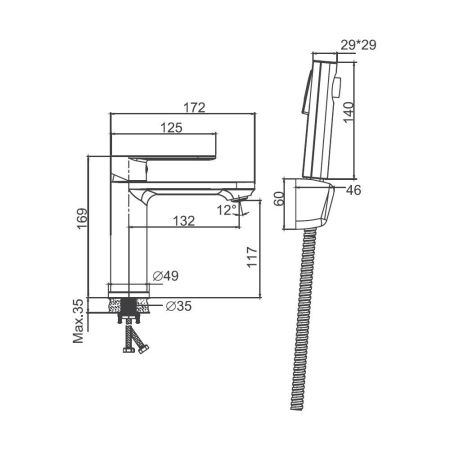 Смеситель для раковины с гигиеническим душем Maretti Florenza Black FLG32RF28, черный, артикул FLG32RF28