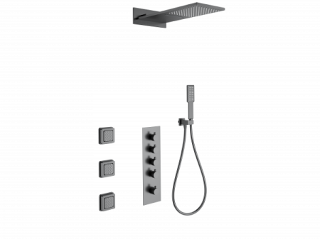 Душевая система с термостатом встраиваемая WONZON & WOGHAND, Темный графит (WW-D4100-BGG)