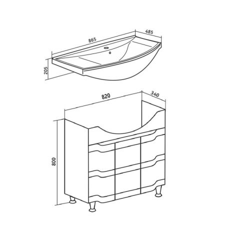 Тумба Runo Стиль 85 под умывальник УТ000001523 (Стиль 85) (00000001113), артикул 00000001113