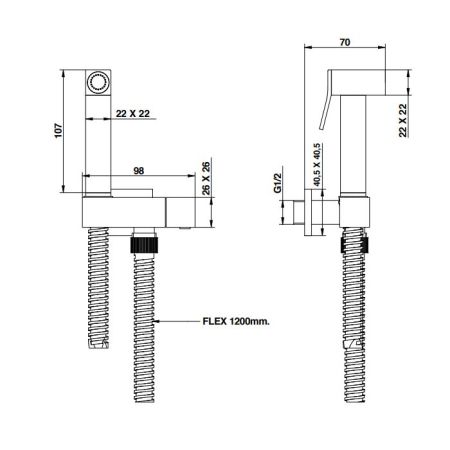 Bongio PURE GLAM Гигиенический набор с ручной лейкой и шлангом, цвет хром, артикул 00914CR00
