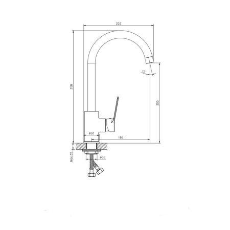 Смеситель для кухонной мойки с гибким изливом RUSH Siple (SI7335-60Black), артикул SI7335-60Black