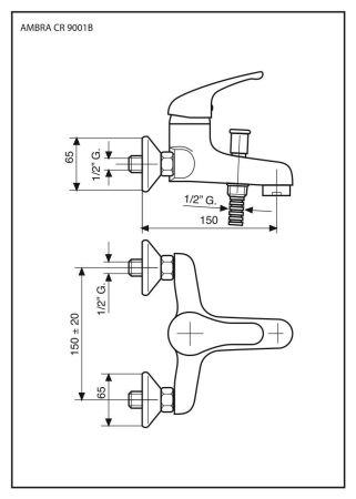 Смеситель Ambra с ручным душем для ванной, цвет черный-золото