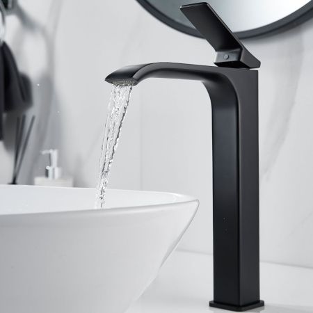 Смеситель для раковины высокий Shevanik S4011H, черный, артикул S4011H