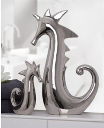 Casablanca, фигурка большая керамическая "Морской конек", цвет серебристый, артикул 76793