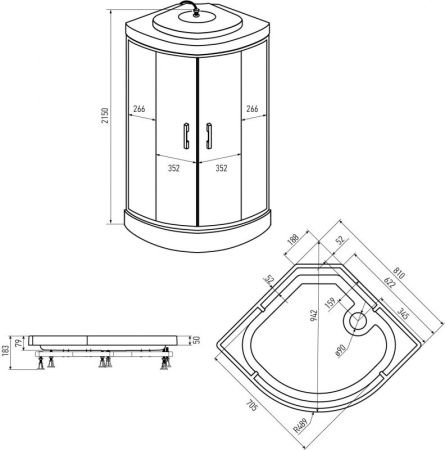 Душевая кабина Erlit Comfort ER3510P 100x100 задняя стенка Белая стекло матовое