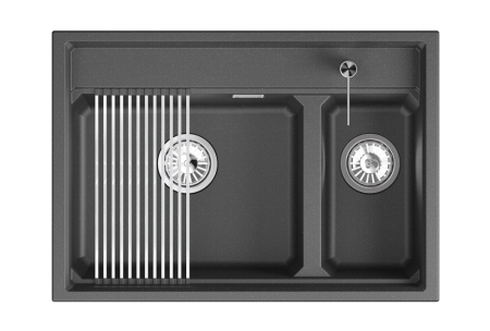 Кухонная мойка GRANULA кварц (7302i, ЧЁРНЫЙ), артикул 7302i, ЧЁРНЫЙ