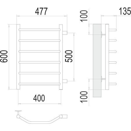 Полотенцесушитель водяной (боковое подключение) Terminus Виктория П6 40х60, артикул 4670078530059