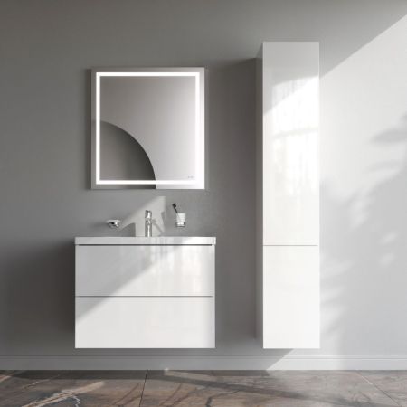 M90FHX07522WG GEM, База под раковину, подвесная, 75 см, 2 ящика push-to-open, цвет: белый, глянец, артикул M90FHX07522WG