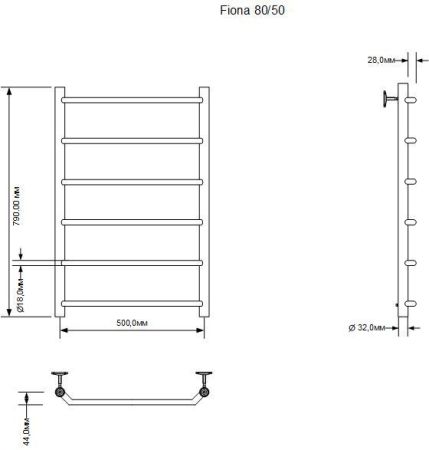 Полотенцесушитель электрический Aquanet Fiona 80х50 Тэн справа, артикул 00281995