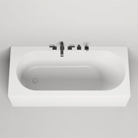 Salini FABIA Ванна пристенная 1700x750x600мм, овальная чаша, донный клапан, сифон,  слив-перелив, мат-л: S-Sense, глянцевый, артикул 102611G