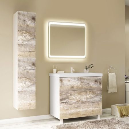 Тумба под раковину Marka One Mix 80Н Push Бетон, артикул У69540