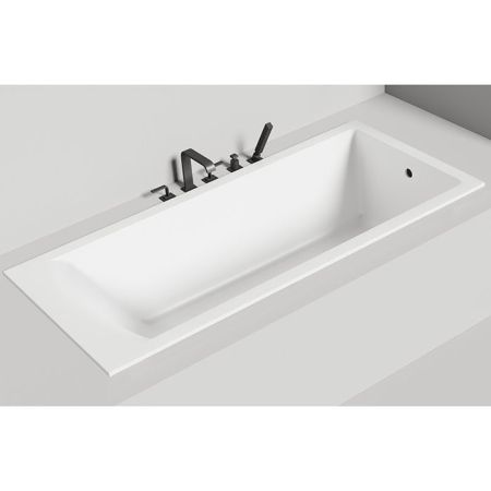 Salini CASCATA KIT Встраиваемая ванна с прямоугольной чашей 1698х747х600 мм, донный клапан "Click-Clack" белый, сифон, ножки, S-Stone, белый матовый, артикул 104823M