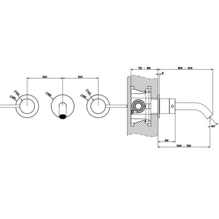 GESSI 316 Встраиваемый смеситель с изливом 146-126мм (внешние части), цвет: steel brushed, артикул 54092#239