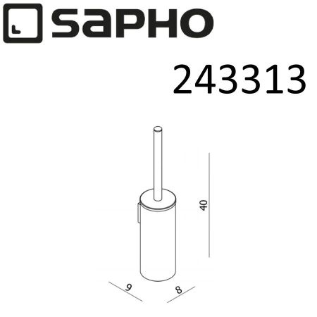 Ершик X-ROUND для унитаза, настенный, со стеклянной матовой чашей, 80x80x355 мм, хром, Sapho, артикул 243313