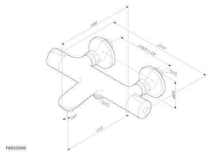 F8050000 Like, смеситель д/ванны/душа с термостатом, хром, шт