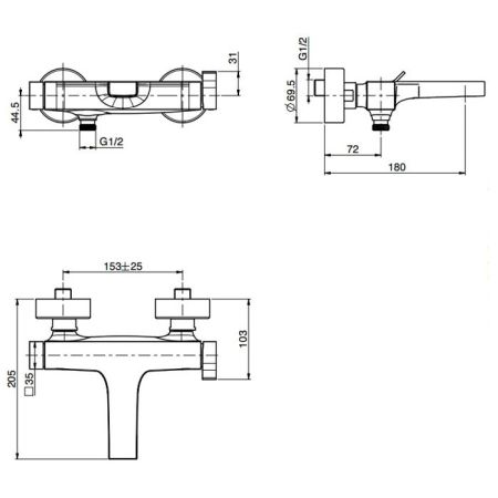 FIMA|Carlo Frattini Zeta Смеситель для ванны внешнего монтажа, цвет хром, артикул F3964/1CR
