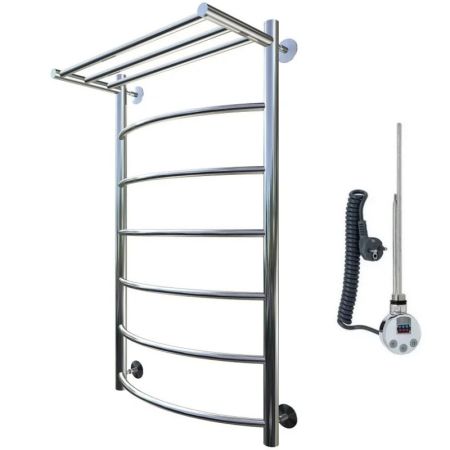 Электрический полотенцесушитель Тругор Приоритет 1 элТЭН 100x40 с полкой Хром, артикул Приоритет1/элТЭН10040П