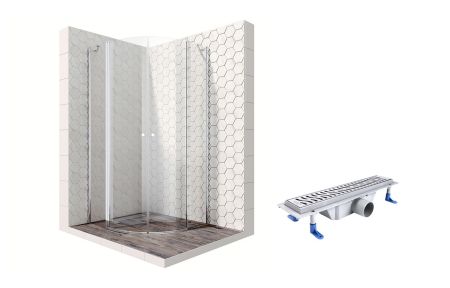 Душевой уголок Ambassador Nord 13011101-ST3, полукруглый, линейный трап, 90х90, артикул 13011101-ST3