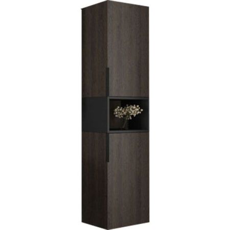 Шкаф пенал Comforty Франкфурт 40 4150535 подвесной Дуб шоколадно-коричневый Черный матовый, артикул 4150535