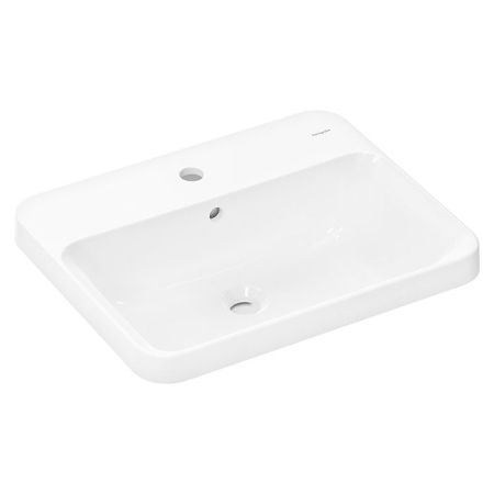 Раковина, Hansgrohe, Xuniva Q, ширина, мм-550, глубина, мм-450, высота, мм-175, тип установки-встраиваемый, отверстия для смесителя-1, с переливом, материал-керамика, цвет-белый, артикул 60162450