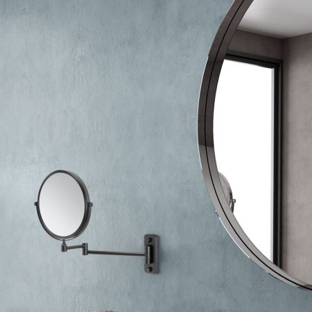 Gedy Gaia, настенное круглое поворотное косметическое зеркало (3x) со складным механизмом, цвет черный матовый, артикул CO2024(14)