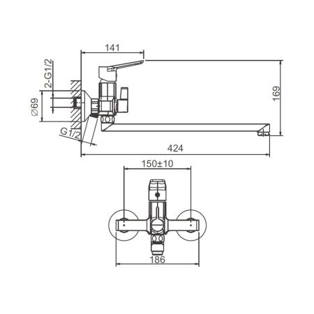Смеситель для ванны BELZ B22715-7, черный