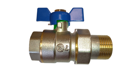 Кран шаровой с американкой RM-L 3/4 никелированный бабочка Ду20 Ру30 (НК 11Б27п1), артикул RML-34FFLA