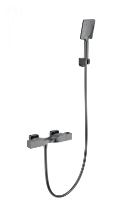 Смеситель для душа с термостатом WONZON & WOGHAND Twist, Темный графит (WW-B2025-A-BGG)