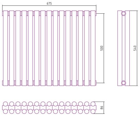 Отопительный радиатор ЭСТЕТ-11 н/ж 500х675 / 15 сек (Матовая ШАМПАНЬ), артикул 022-0302-5015