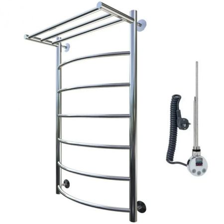 Электрический полотенцесушитель Тругор Приоритет 1 элТЭН 100x60 с полкой Хром, артикул Приоритет1/элТЭН10060П