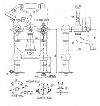 Смеситель для ванны Rav Slezak Morava MK550.5/2SM