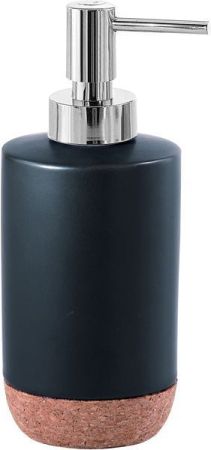 Gedy Ilary, настольный керамический дозатор с пластиковой помпой, цвет хром - черная матовая керамика, артикул IL80(14)