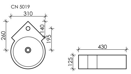 Умывальник подвесной угловой Element 310*430*125мм CN5019, артикул CN5019
