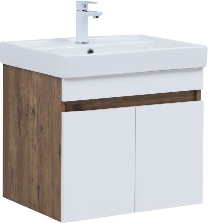 Тумба под раковину Aquanet Оптима 60 дуб рустикальный/белый сатин, артикул 00344791