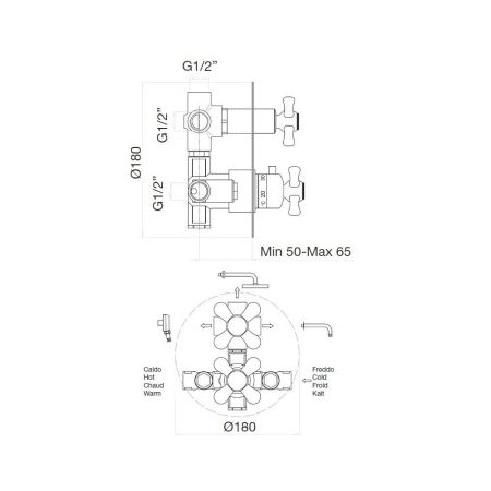 Смеситель для душа встраиваемый с термостатом Webert Armony AM970903060, медь