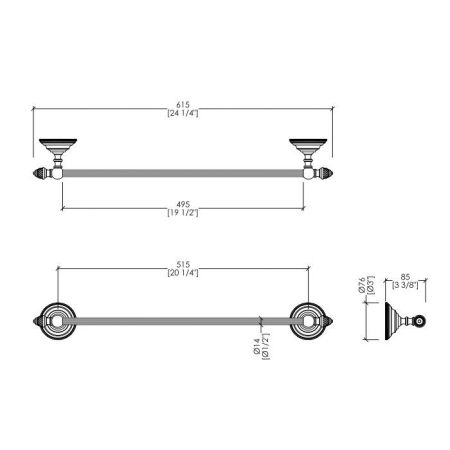 Devon  Diamond Полотенцедержатель 615 мм, цвет бронза, артикул WHD508BR
