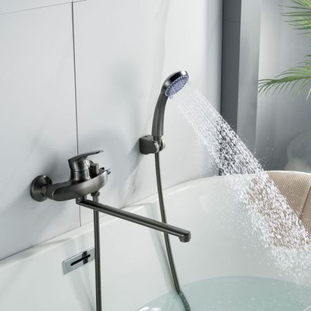 Смеситель для ванны Shevanik S5072T, оружейная сталь