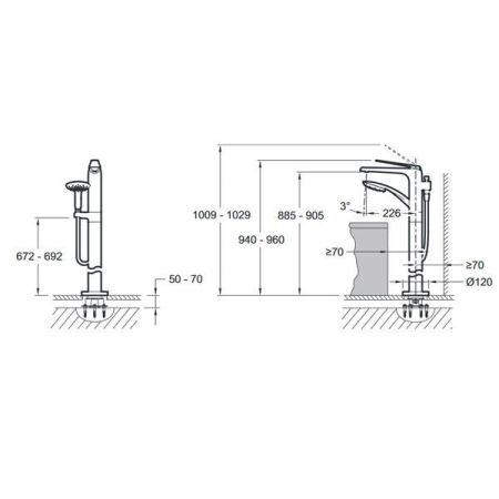 E97367-CP смеситель для ванны напольный AVID ручной душ, шланг (хром), артикул E97367-CP