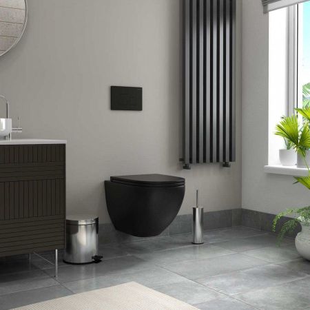 Унитаз подвесной Maretti Elena безободковый с микролифтом, EA10PBM61-560, черный, артикул EA10PBM61-560